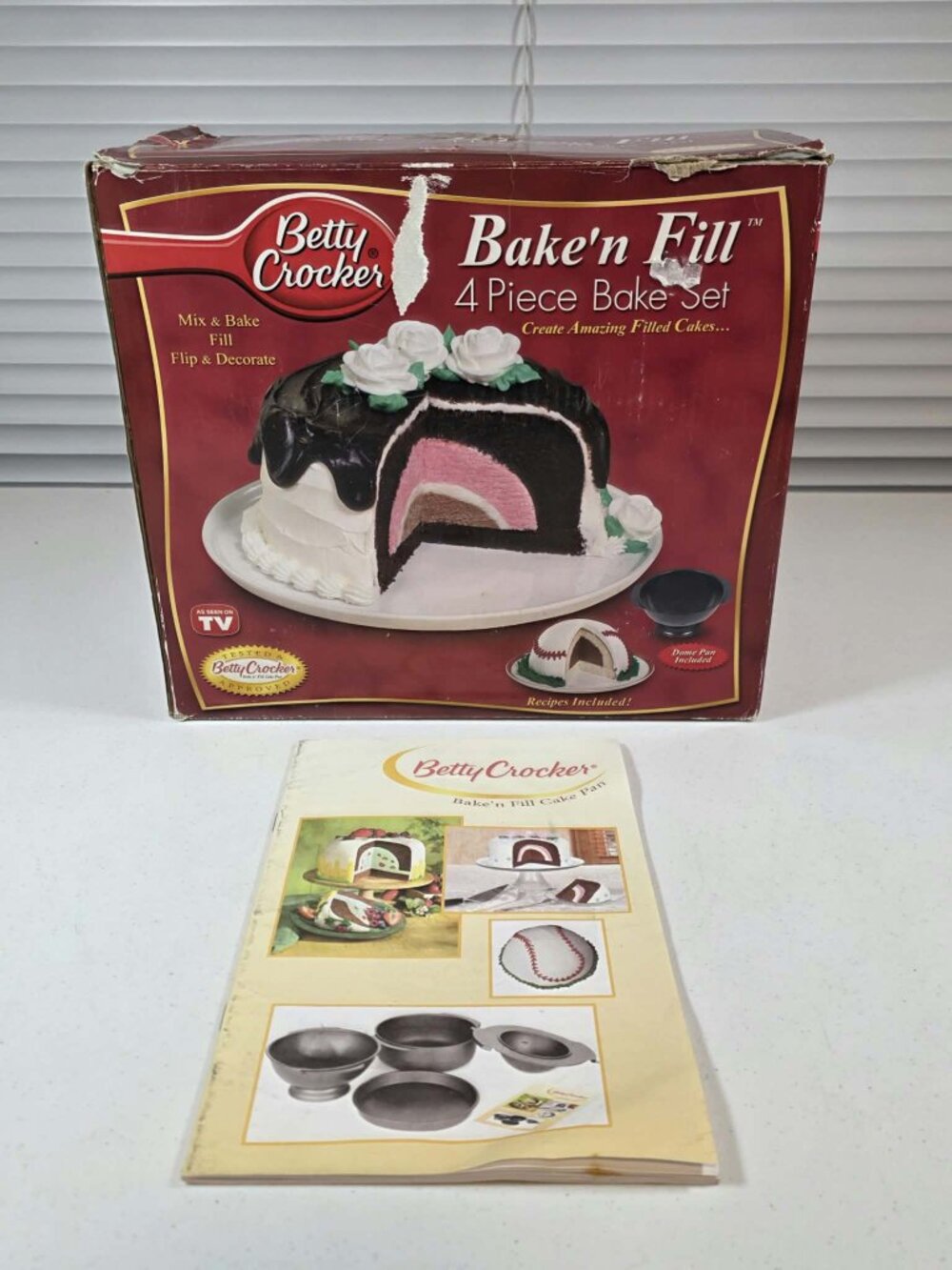 BETTY CROCKER BAKE N FILL 4 PIECE BAKE SET BAKING CAKE MANUAL RECIPE BOOK